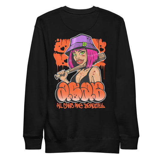 Black-ACAB Girl Graffiti Sweatshirt from B.Different Clothing, back view, graffiti-inspired streetwear