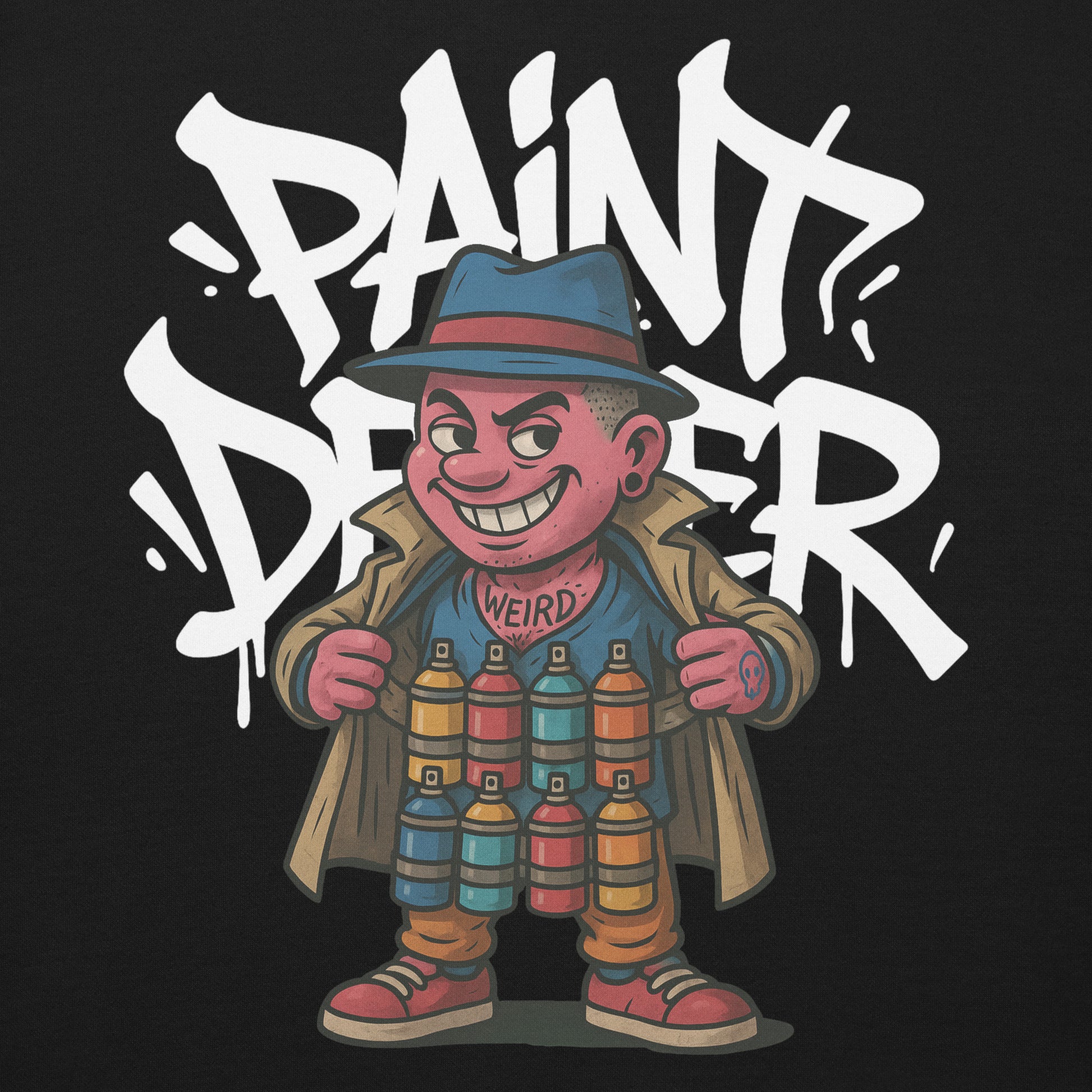 Black-Paint Dealer Graffiti Character Sweatshirt from B.Different Clothing, graphic, graffiti-inspired streetwear