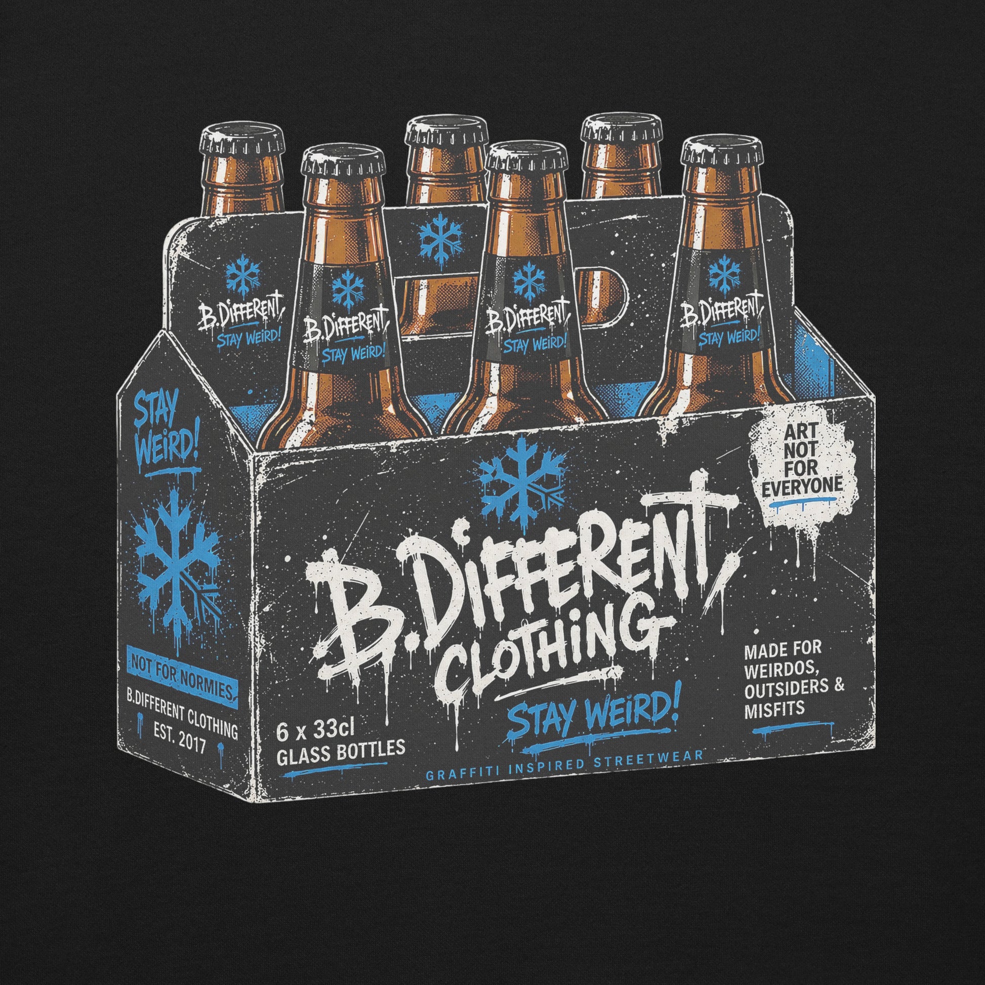 Black-Six Pack Beer Graffiti Sweatshirt from B.Different Clothing, graphic, graffiti-inspired streetwear