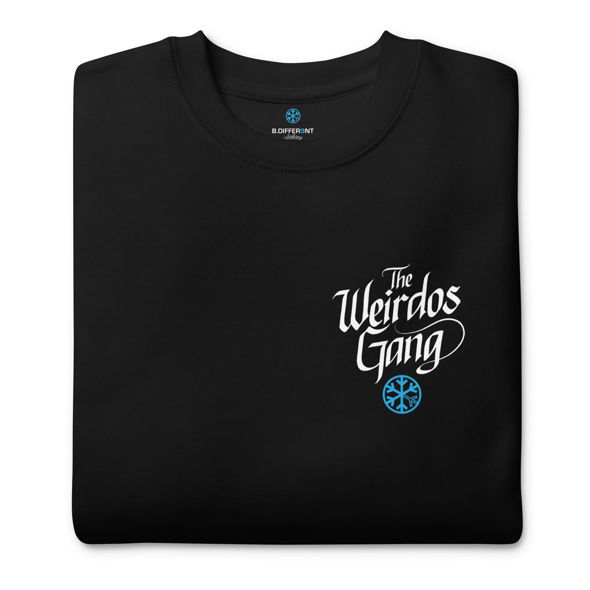 folded back Weirdos gang lettering sweatshirt by B.Different Clothing street art graffiti inspired brand for weirdos, outsiders, and misfits.