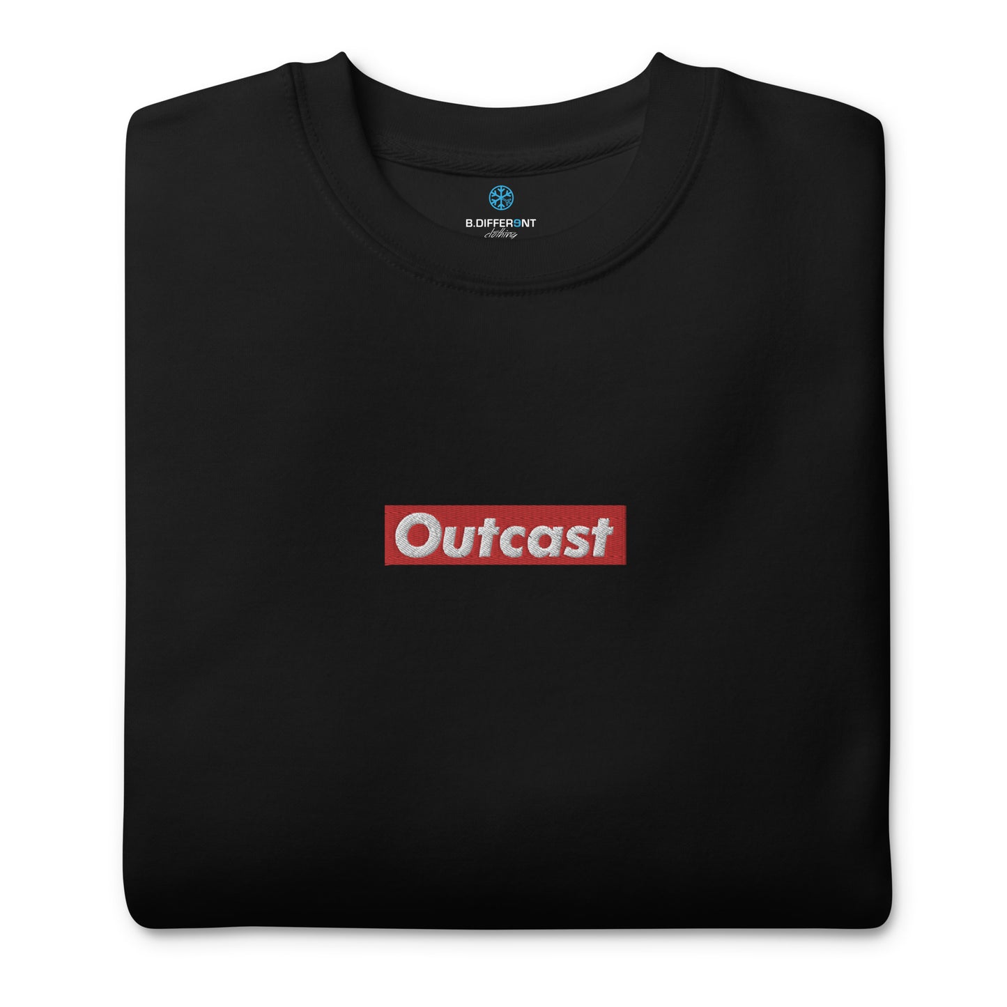folded Outcast box sweatshirt b.different clothing street art graffiti inspired independent streetwear