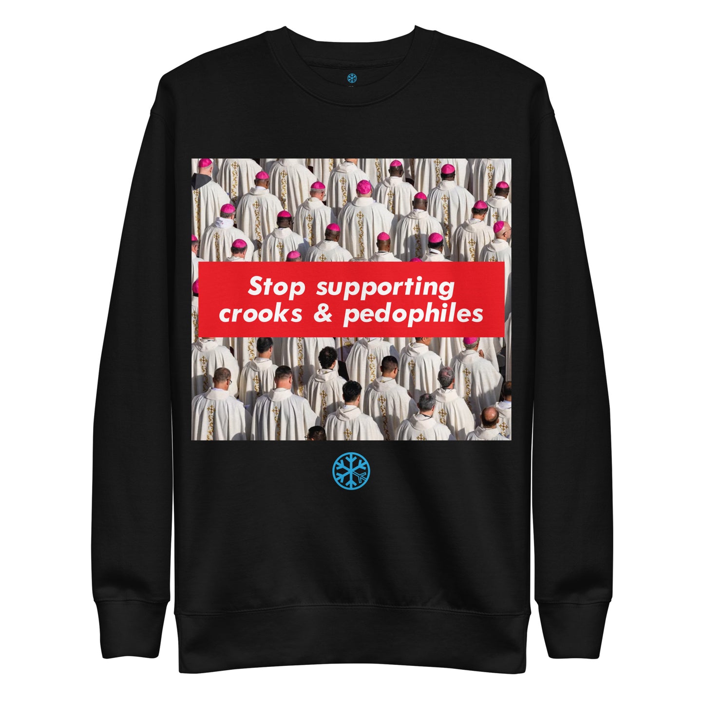 Black-Vatican Crooks Sweatshirt from B.Different Clothing, front view, graffiti-inspired streetwear