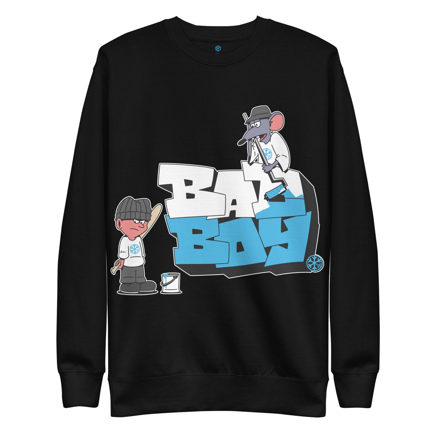 Black-Bad Boy Graffiti Sweatshirt from B.Different Clothing, front view, graffiti-inspired streetwear