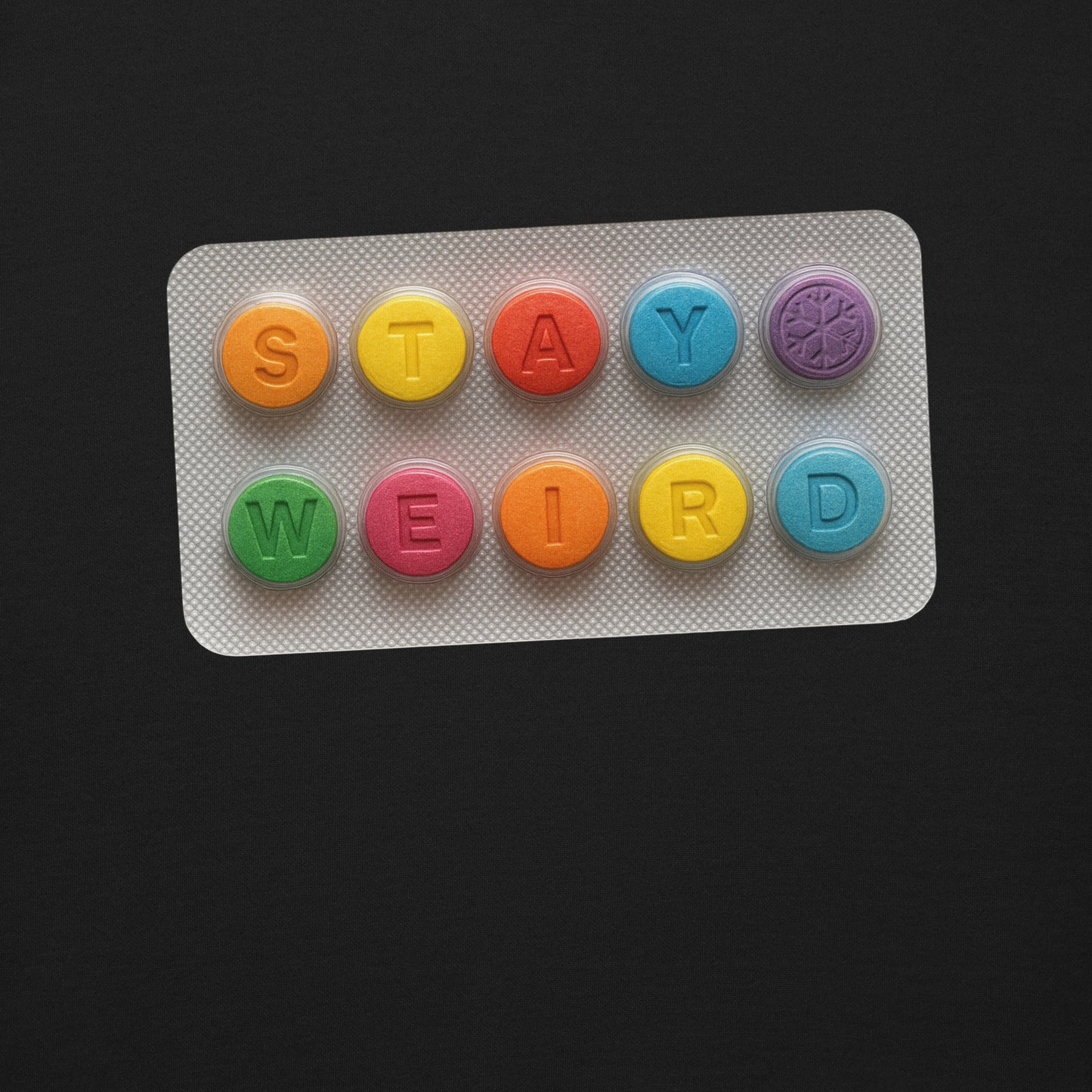 Black-Stay Weird Pills Sweatshirt from B.Different Clothing, graphic, graffiti-inspired streetwear