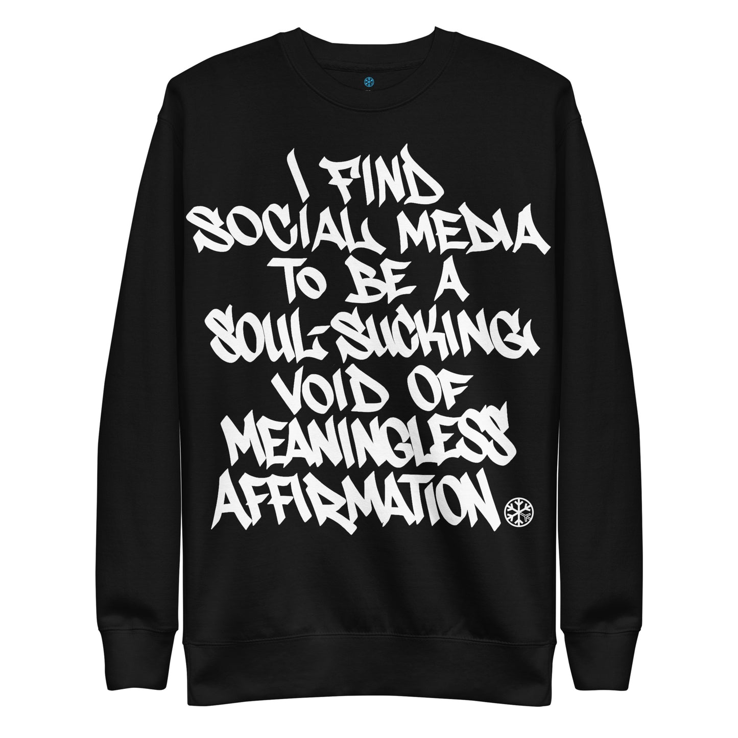 Black-Social Media Graffiti Tag Sweatshirt from B.Different Clothing, front view, graffiti-inspired streetwear