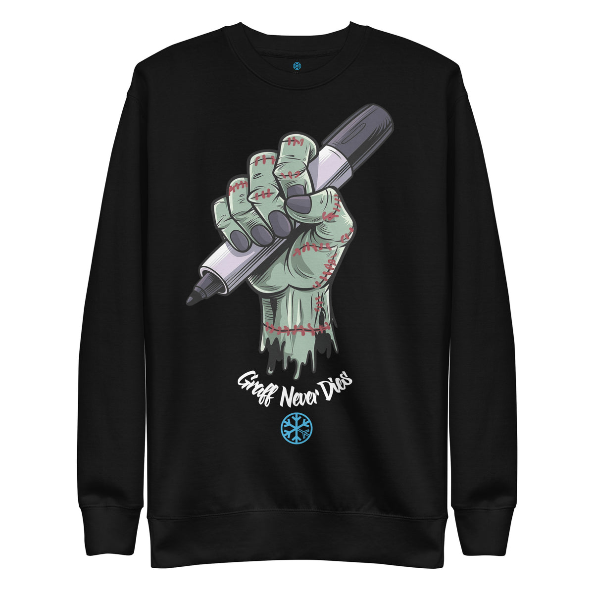 Black-Thing Graffiti Sweatshirt from B.Different Clothing, front view, graffiti-inspired streetwear