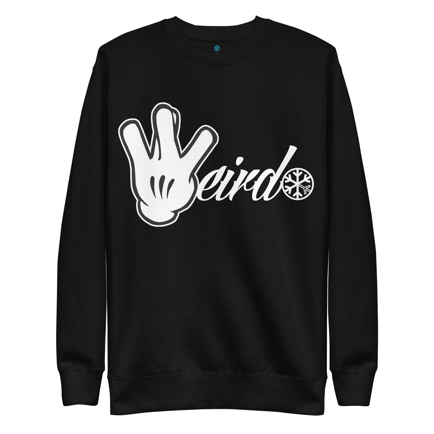 Black-Weirdo Hand Sign Sweatshirt from B.Different Clothing, front view, graffiti-inspired streetwear