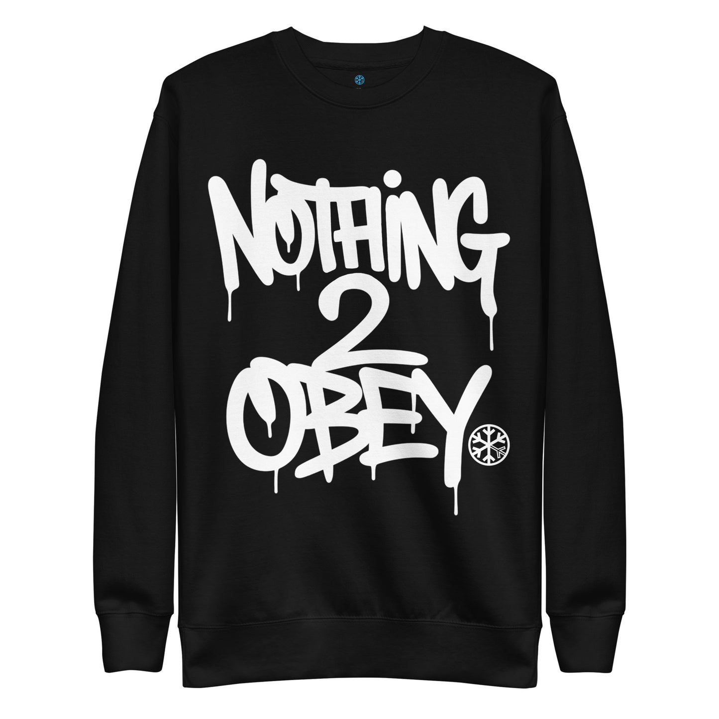 Black-Nothing 2 Obey Graffiti Sweatshirt from B.Different Clothing, front view, graffiti-inspired streetwear