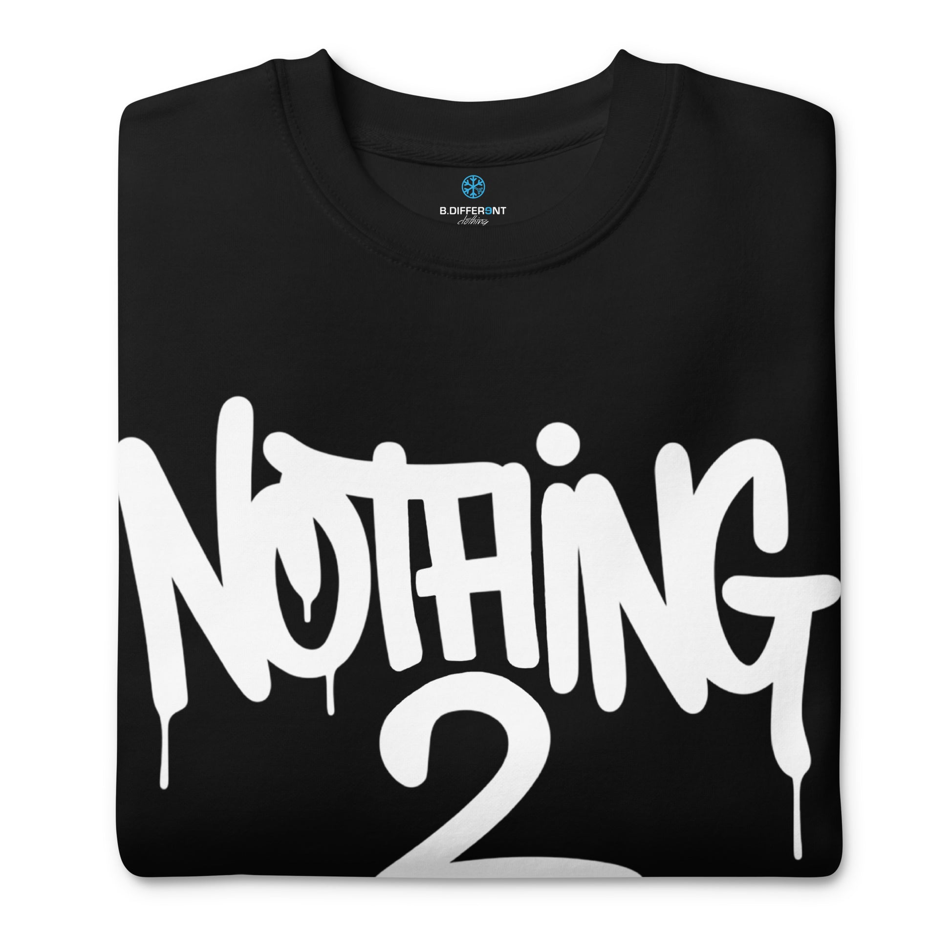 Black-Nothing 2 Obey Graffiti Sweatshirt from B.Different Clothing, folded, graffiti-inspired streetwear