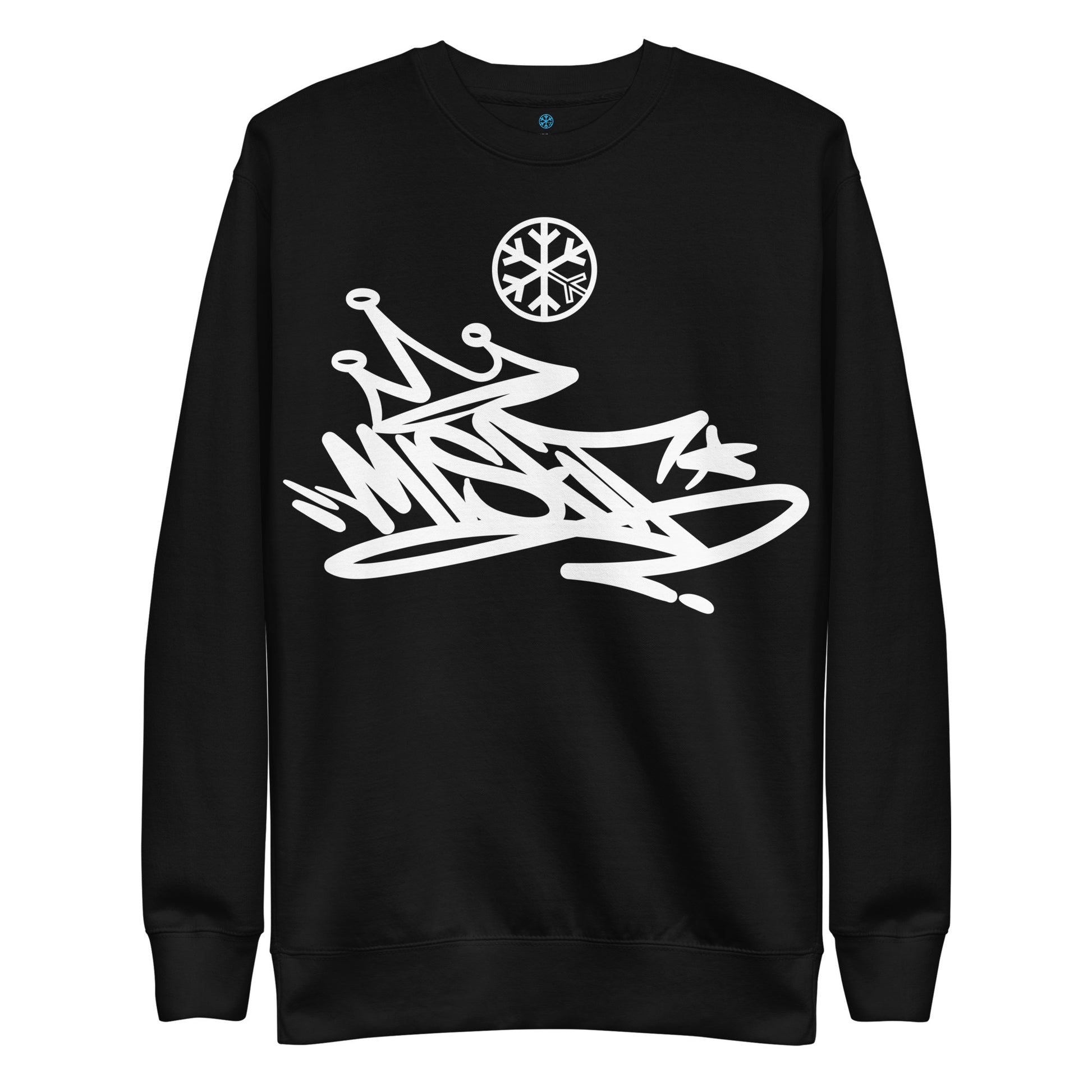 Black-Misfit Graffiti Tag Sweatshirt from B.Different Clothing, front view, graffiti-inspired streetwear