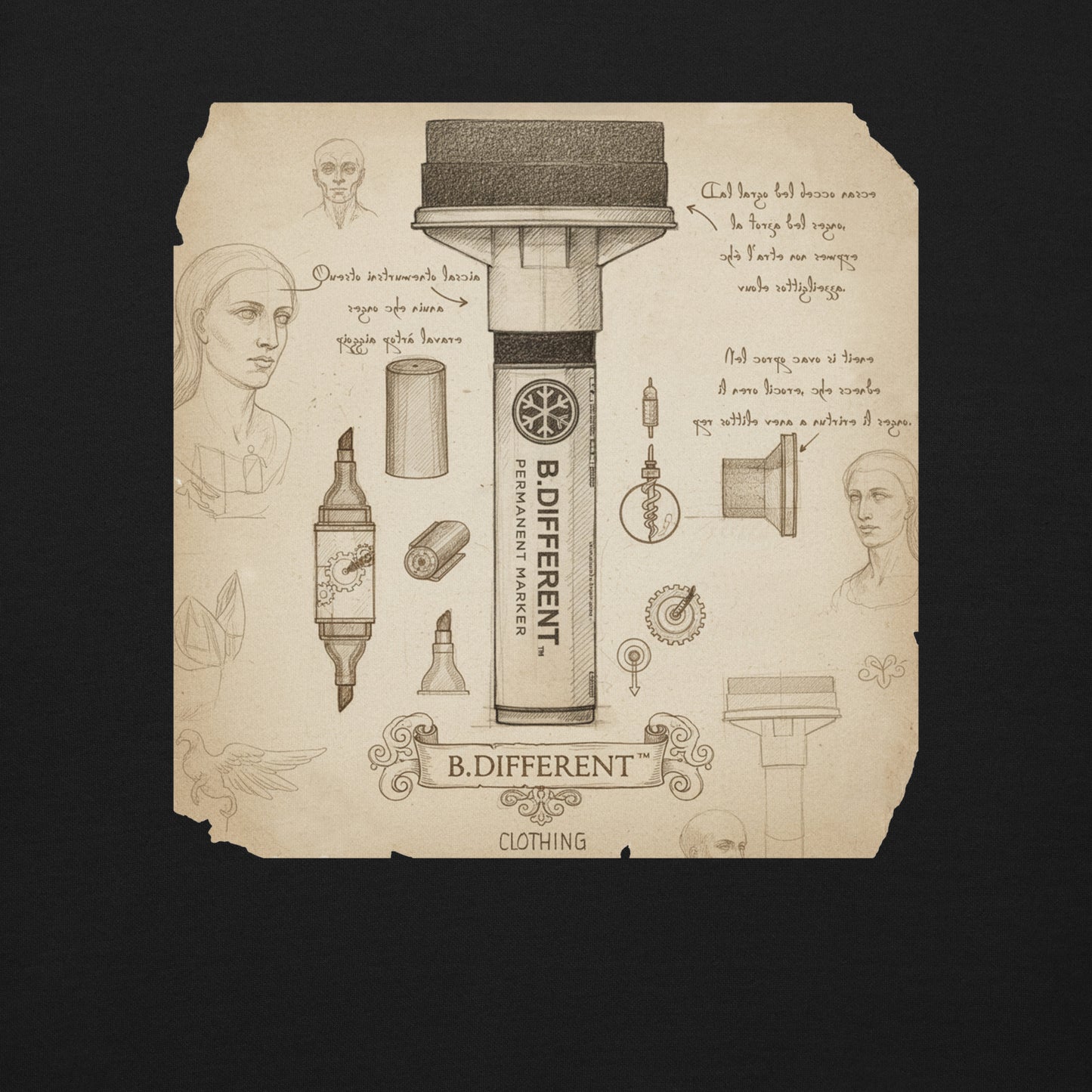 Black-Marker Sketch Graffiti Sweatshirt from B.Different Clothing, graphic, graffiti-inspired streetwear