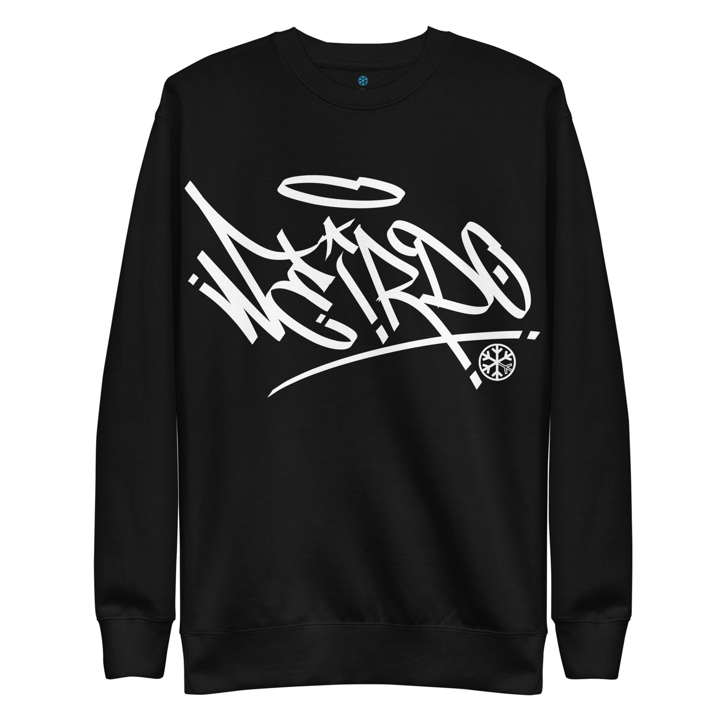 Black-Weirdo Tag Graffiti Sweatshirt from B.Different Clothing, front view, graffiti-inspired streetwear