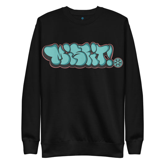 Black-Misfit Graffiti Throwie Sweatshirt from B.Different Clothing, front view, graffiti-inspired streetwear t-shirt