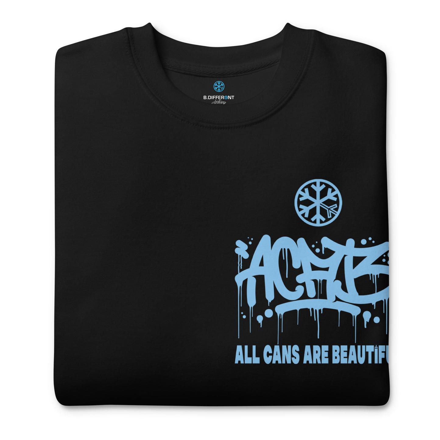 Black-ACAB Graffiti Character Sweatshirt from B.Different Clothing, folded, graffiti-inspired streetwear