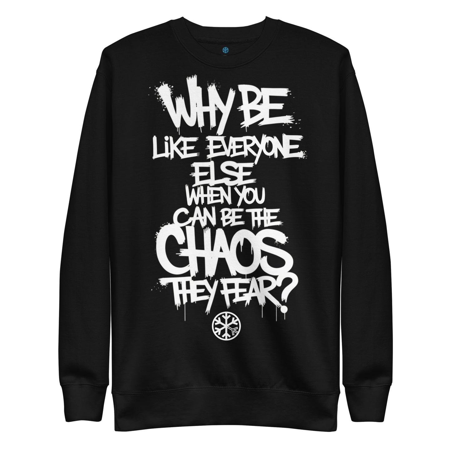 Black-Chaos They Fear Graffiti Tag Sweatshirt from B.Different Clothing, front view, graffiti-inspired streetwear