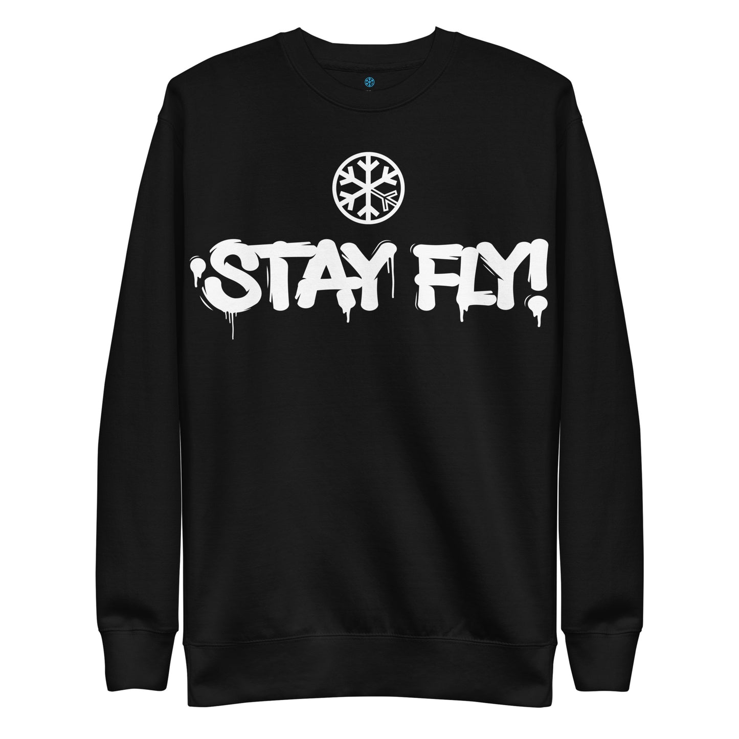 Black-Stay Fly Graffiti Tag Sweatshirt from B.Different Clothing, front view, graffiti-inspired streetwear