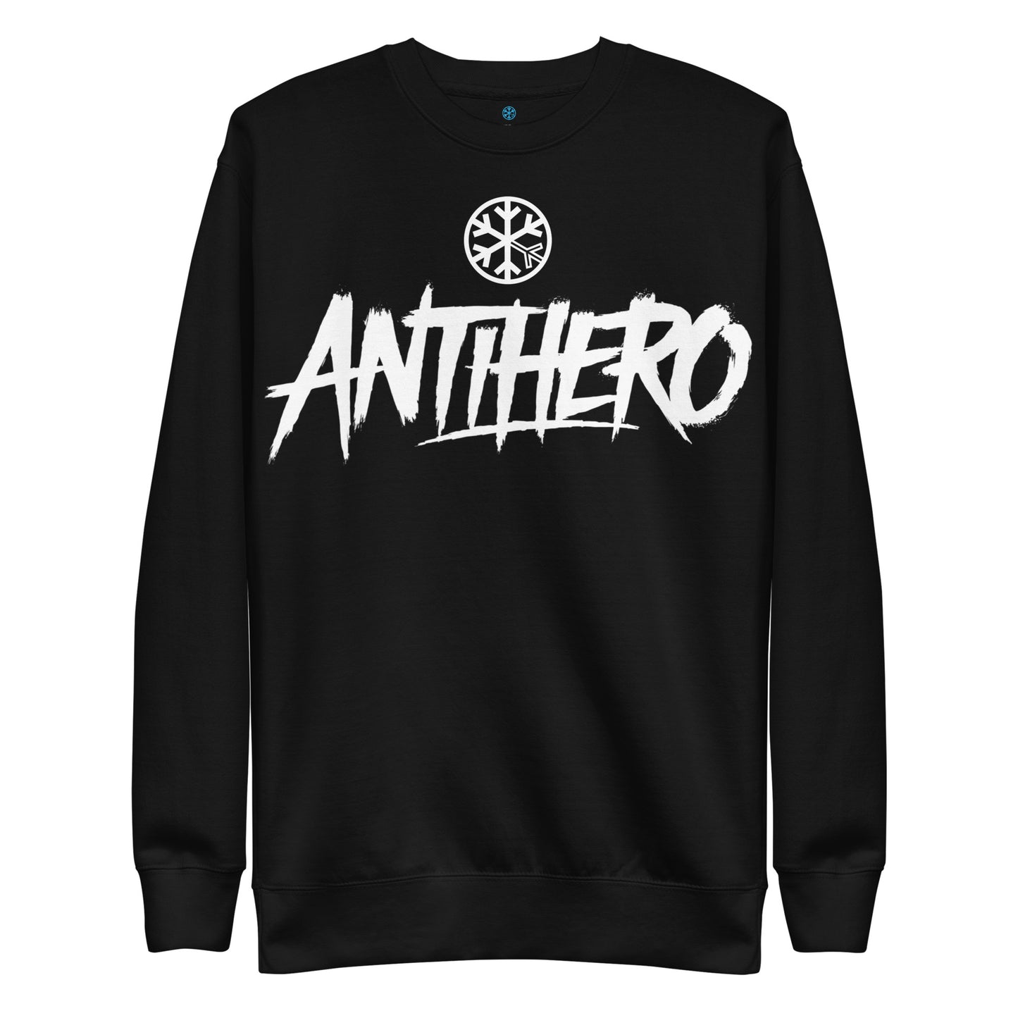 Black-Antihero Graffiti Tag Sweatshirt from B.Different Clothing, front view, graffiti-inspired streetwear
