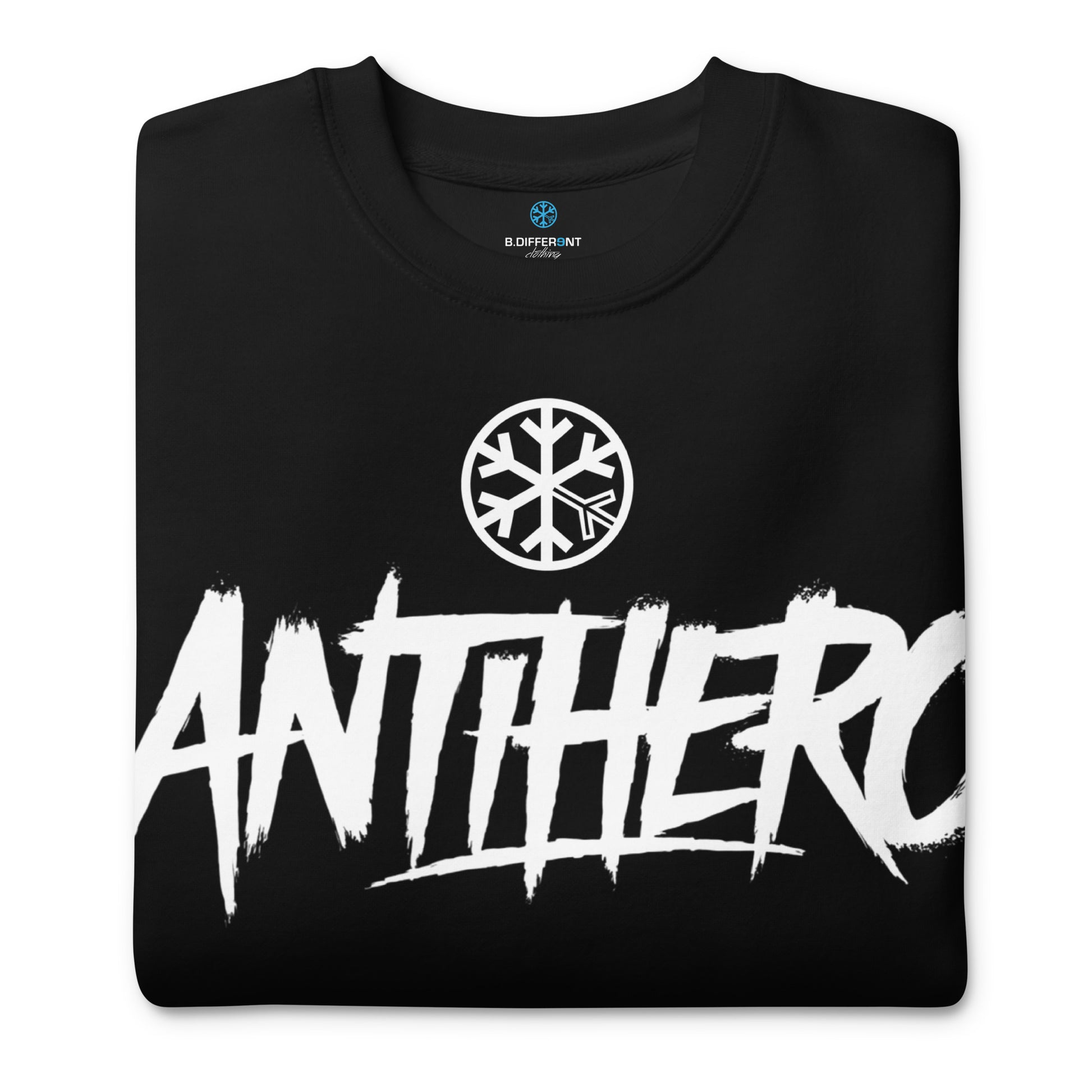 Black-Antihero Graffiti Tag Sweatshirt from B.Different Clothing, folded, graffiti-inspired streetwear