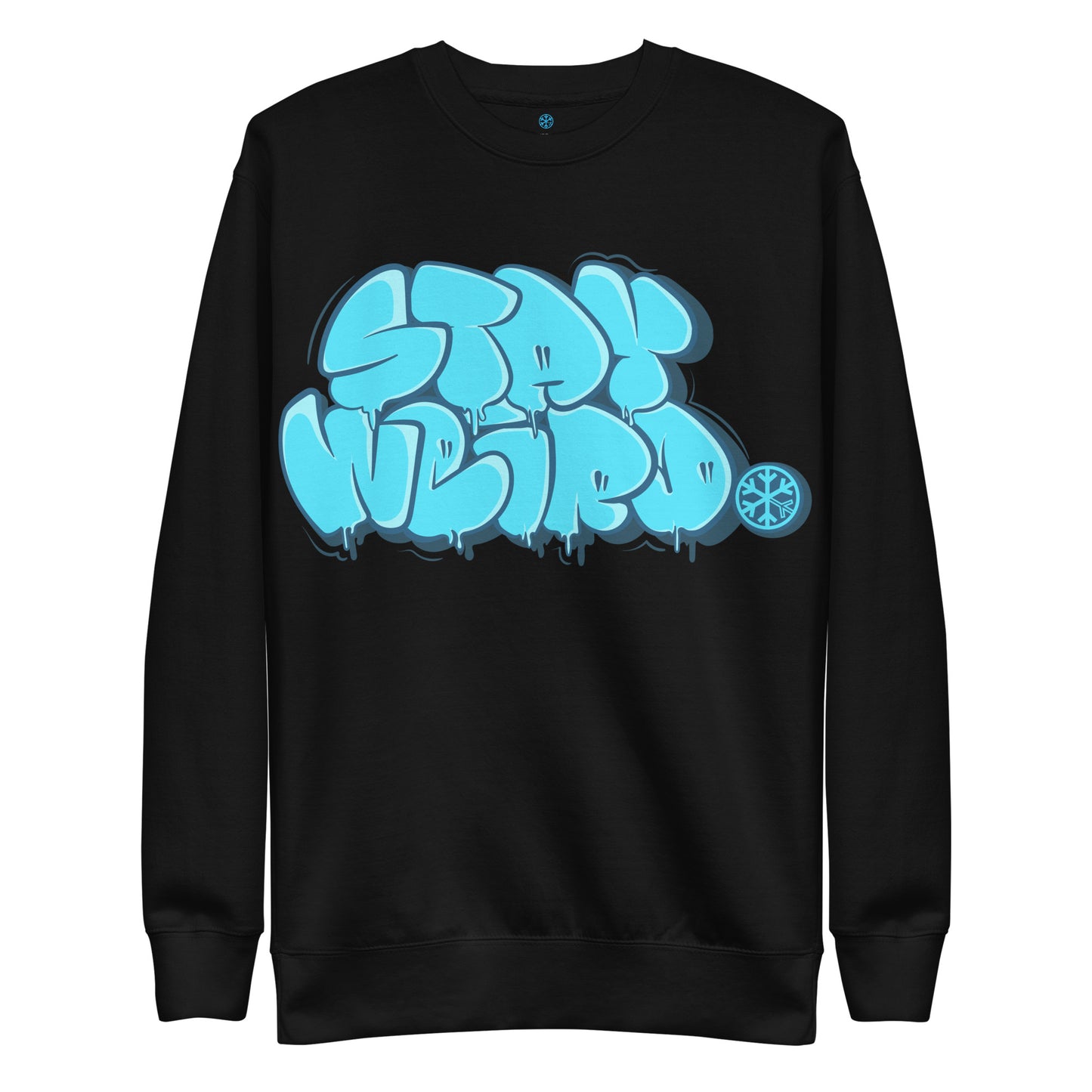 Black-Stay Weird Graffiti Throw-up Sweatshirt from B.Different Clothing, front view, graffiti-inspired streetwear
