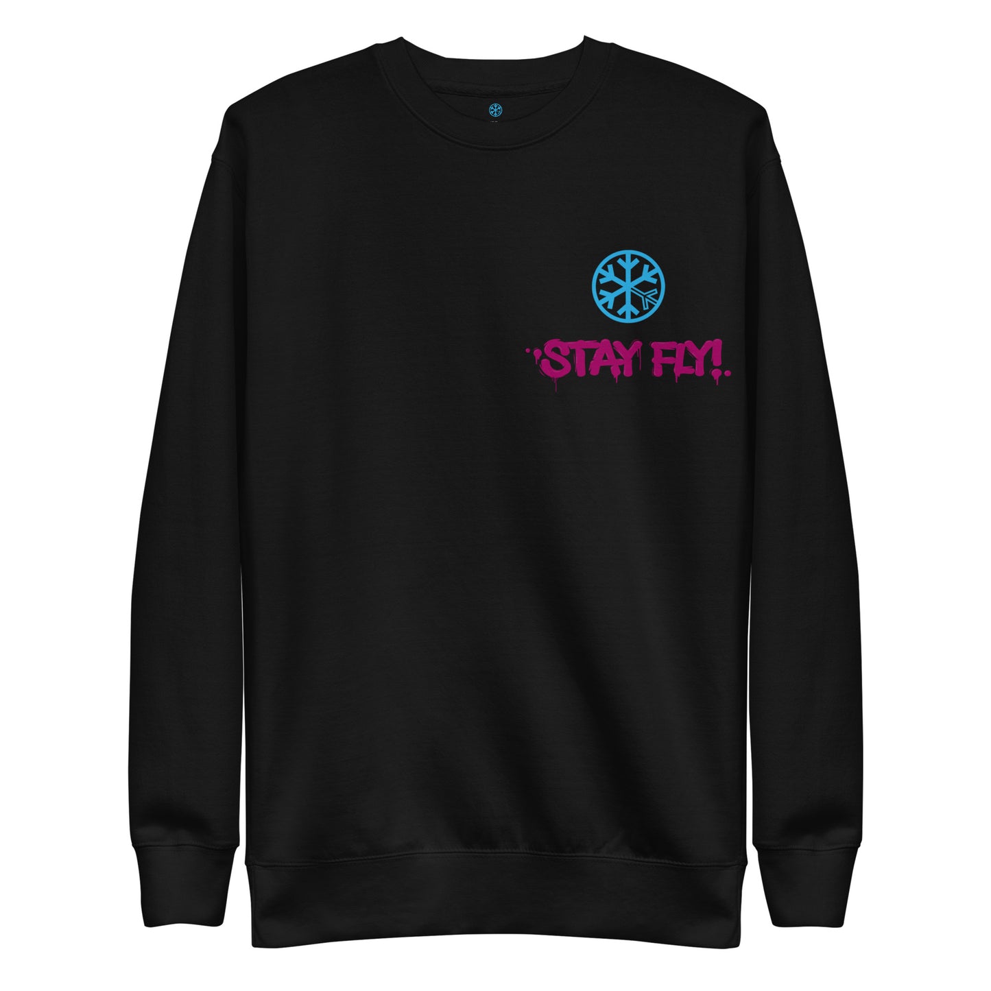 Black-Stay Fly Graffiti Character Sweatshirt from B.Different Clothing, front view, graffiti-inspired streetwear
