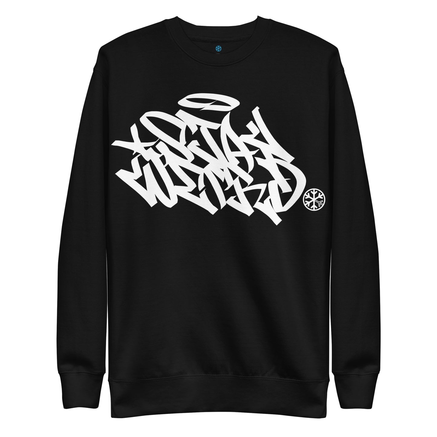 Black-Stay Weird Graffiti Tag Sweatshirt from B.Different Clothing, front view, graffiti-inspired streetwear