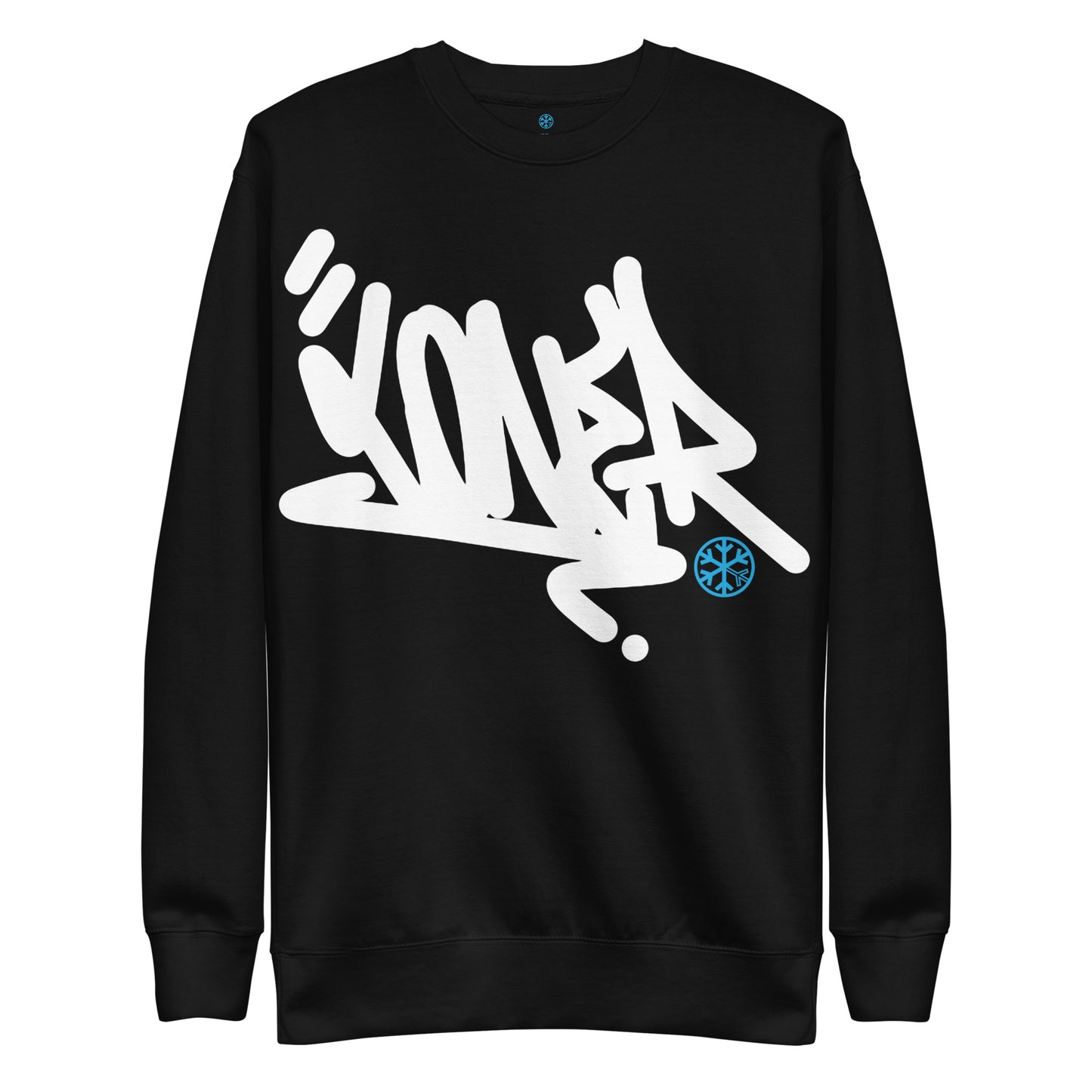 Black-Loner Graffiti Tag Sweatshirt from B.Different Clothing, front view, graffiti-inspired streetwear