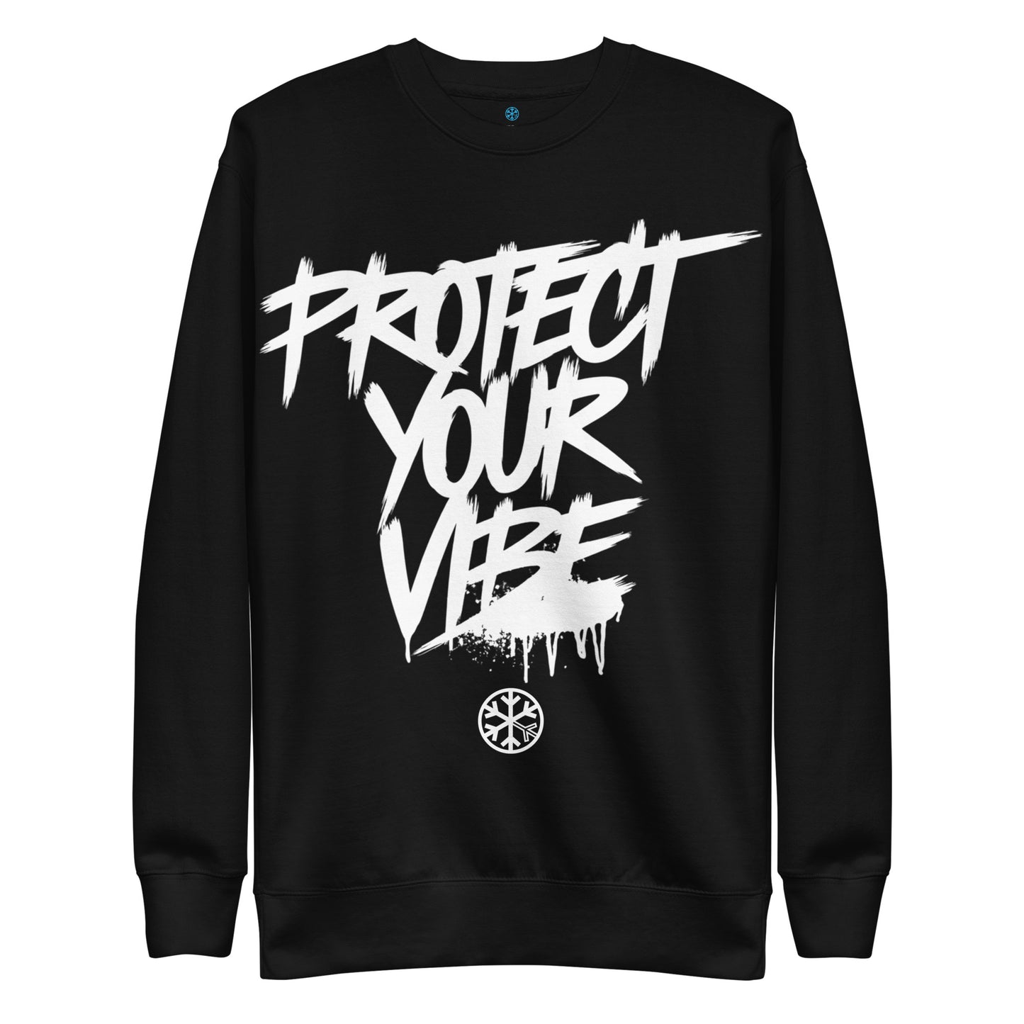 Black-Protect Your Vibe Graffiti Tag Sweatshirt from B.Different Clothing, front view, graffiti-inspired streetwear