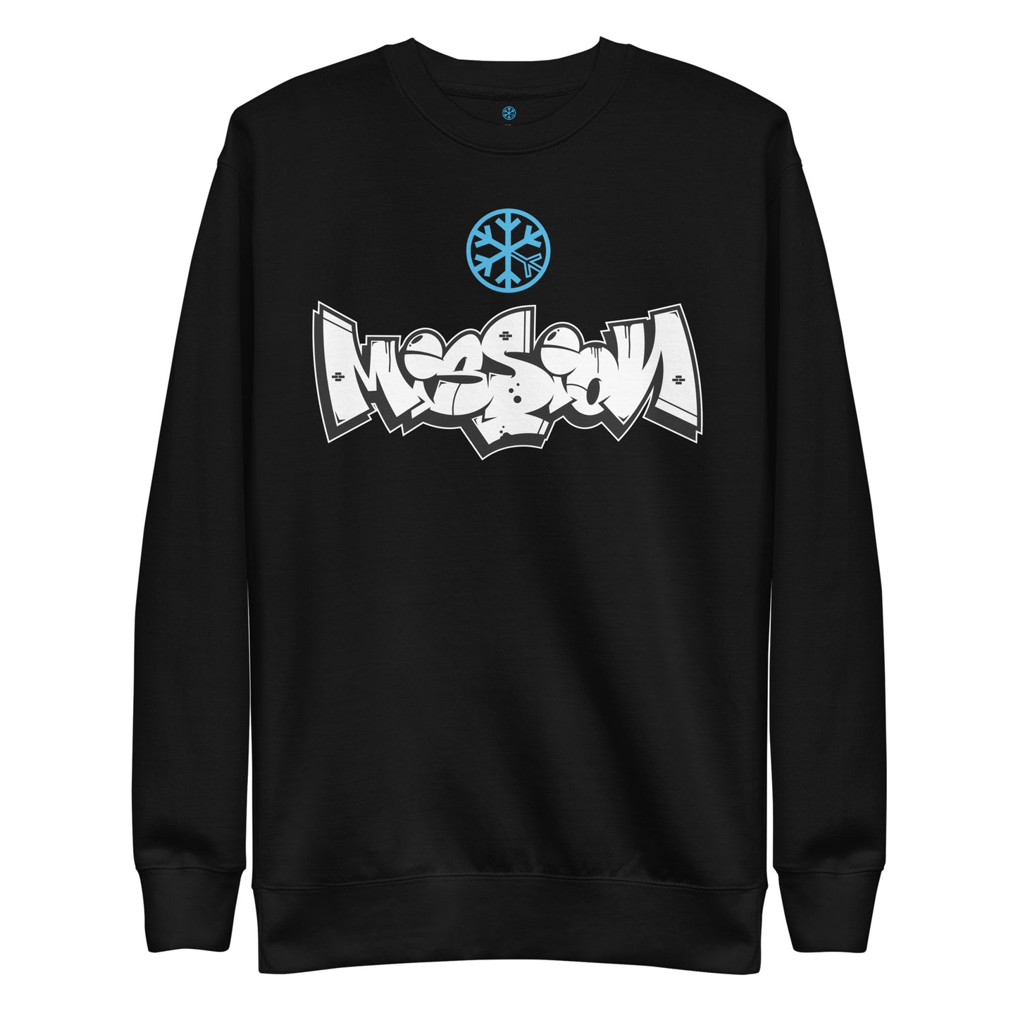 Black-Mission Graffiti Piece Sweatshirt from B.Different Clothing, front view, graffiti-inspired streetwear