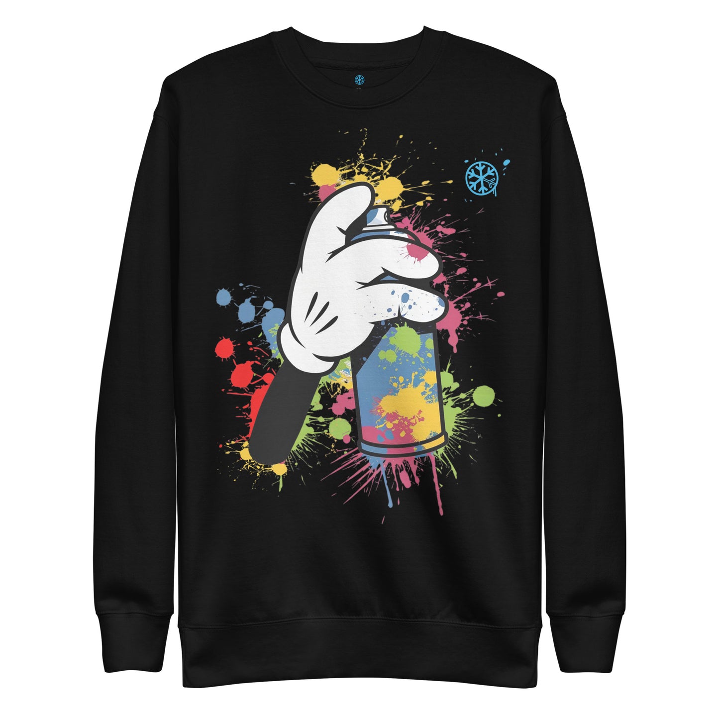 Black-Hand Spray Can Graffiti Sweatshirt from B.Different Clothing, front view, graffiti-inspired streetwear