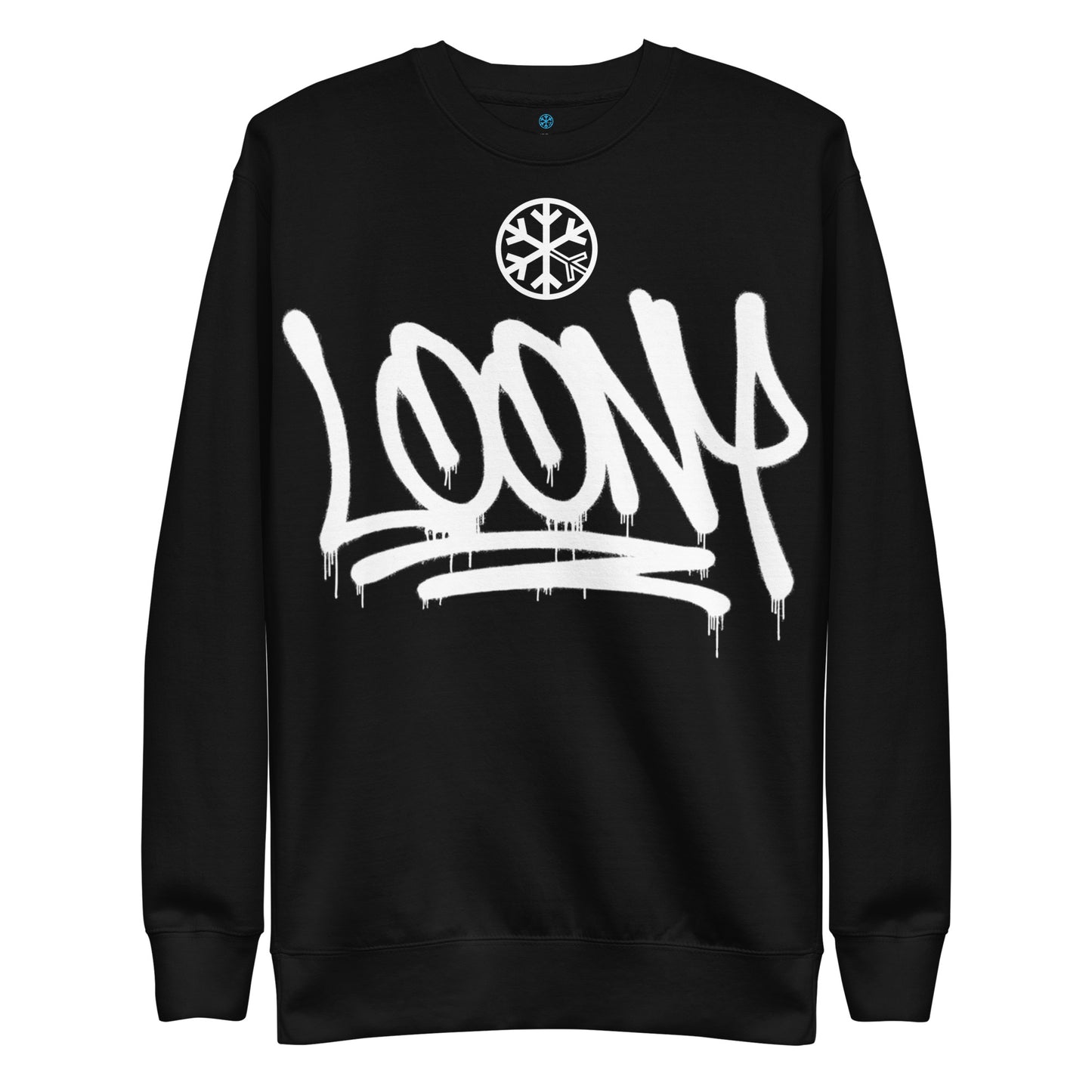 Black-Loony Graffiti Tag Sweatshirt from B.Different Clothing, front view, graffiti-inspired streetwear