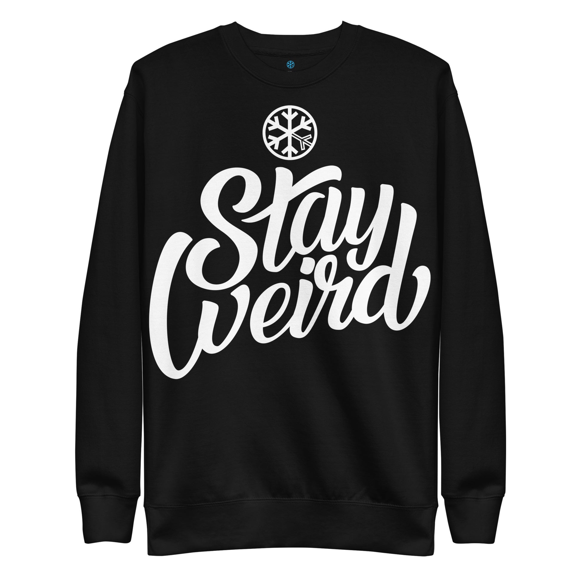 Black-Stay Weird Sweatshirt from B.Different Clothing, front view, graffiti-inspired streetwear