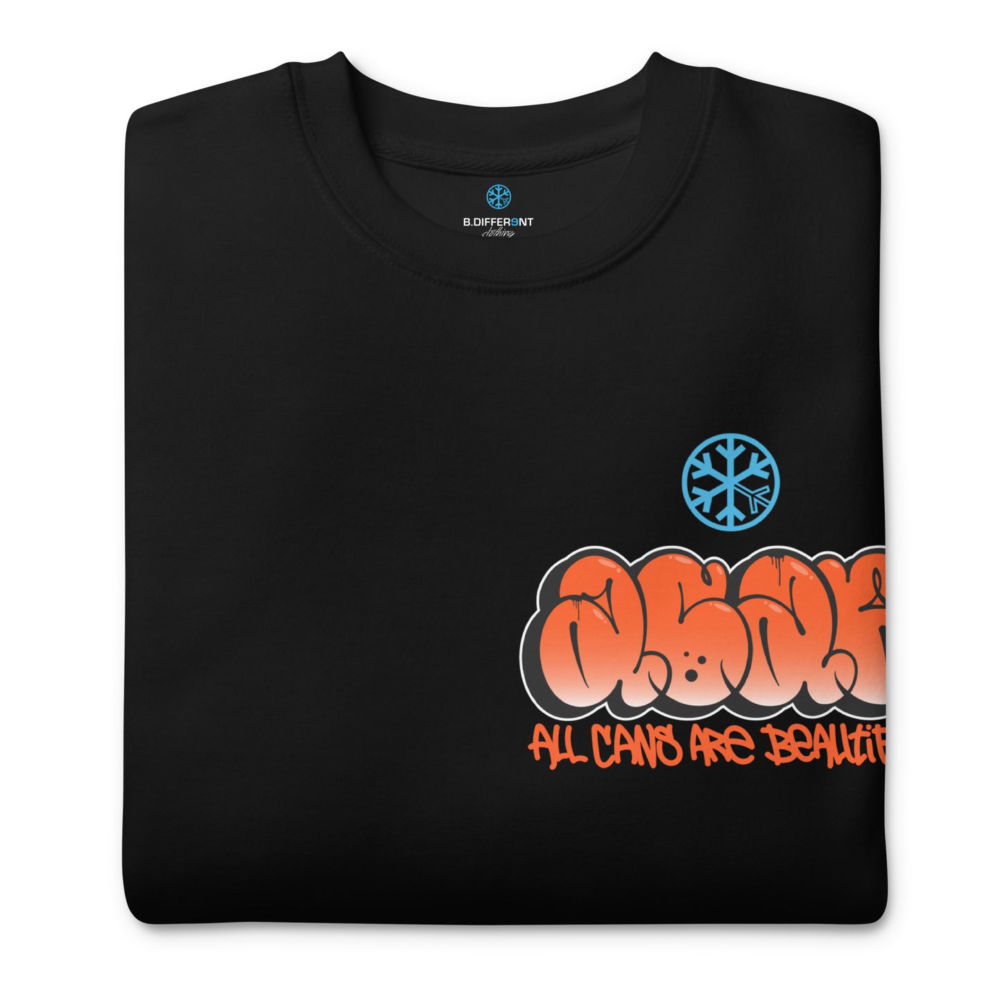 Black-ACAB Girl Graffiti Sweatshirt from B.Different Clothing, folded, graffiti-inspired streetwear