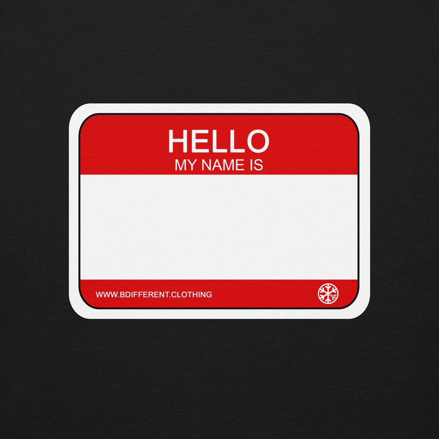 Black-Hello My Name Is Sticker Graffiti Sweatshirt from B.Different Clothing, graphic, graffiti-inspired streetwear