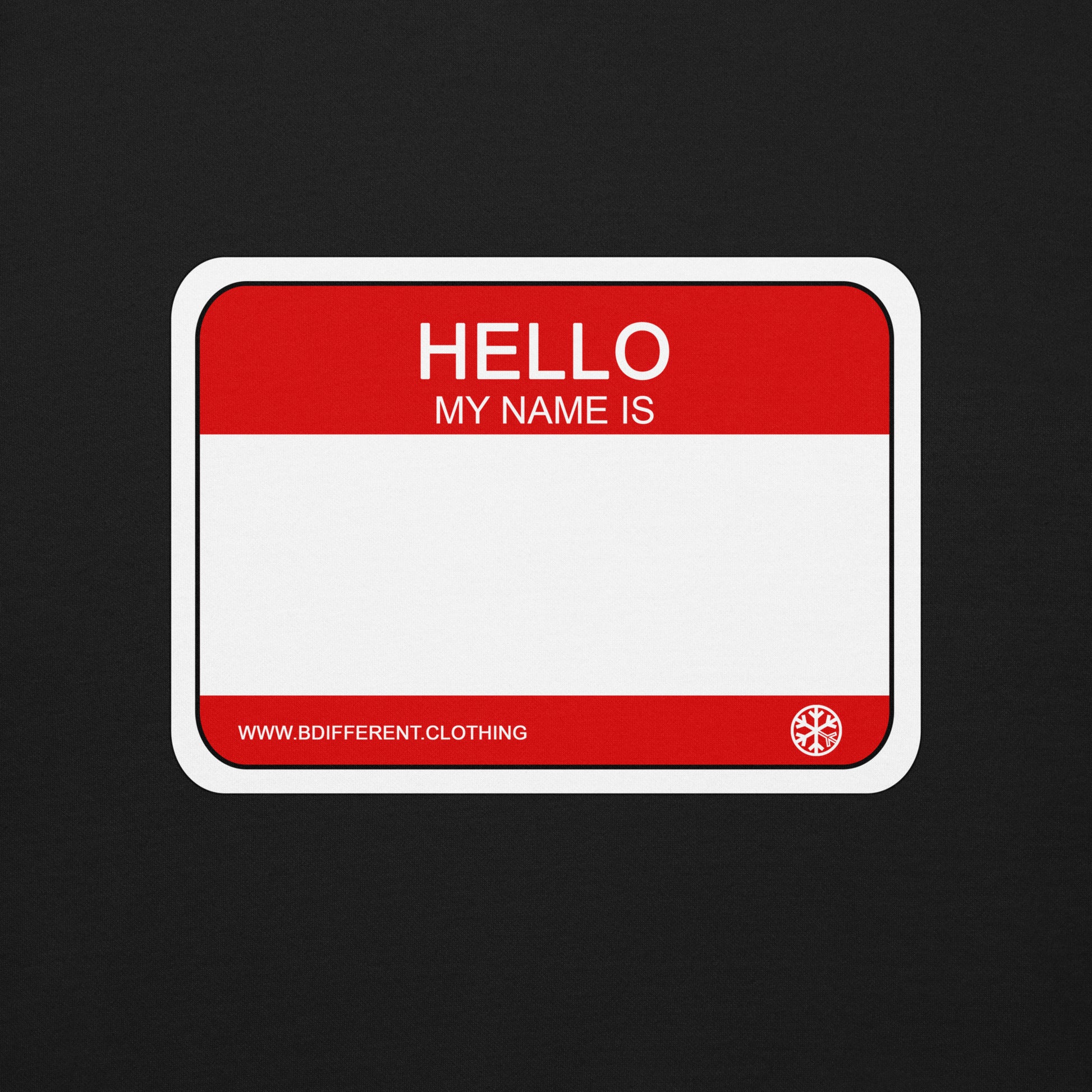 Black-Hello My Name Is Sticker Graffiti Sweatshirt from B.Different Clothing, graphic, graffiti-inspired streetwear