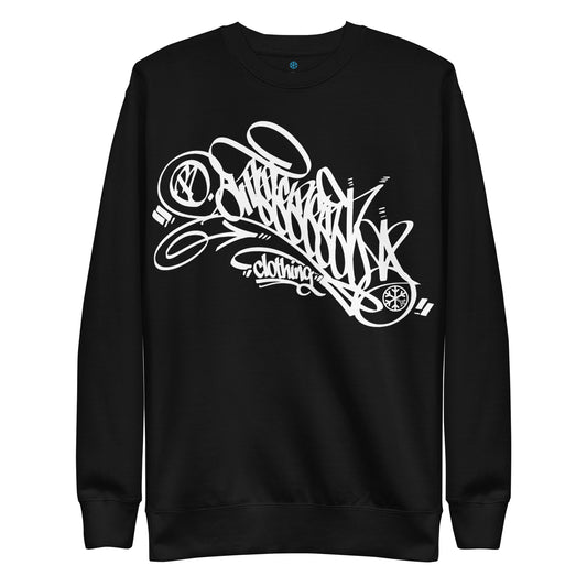 Black-B.Different Clothing Graffiti Tag Sweatshirt from B.Different Clothing, front view, graffiti-inspired streetwear