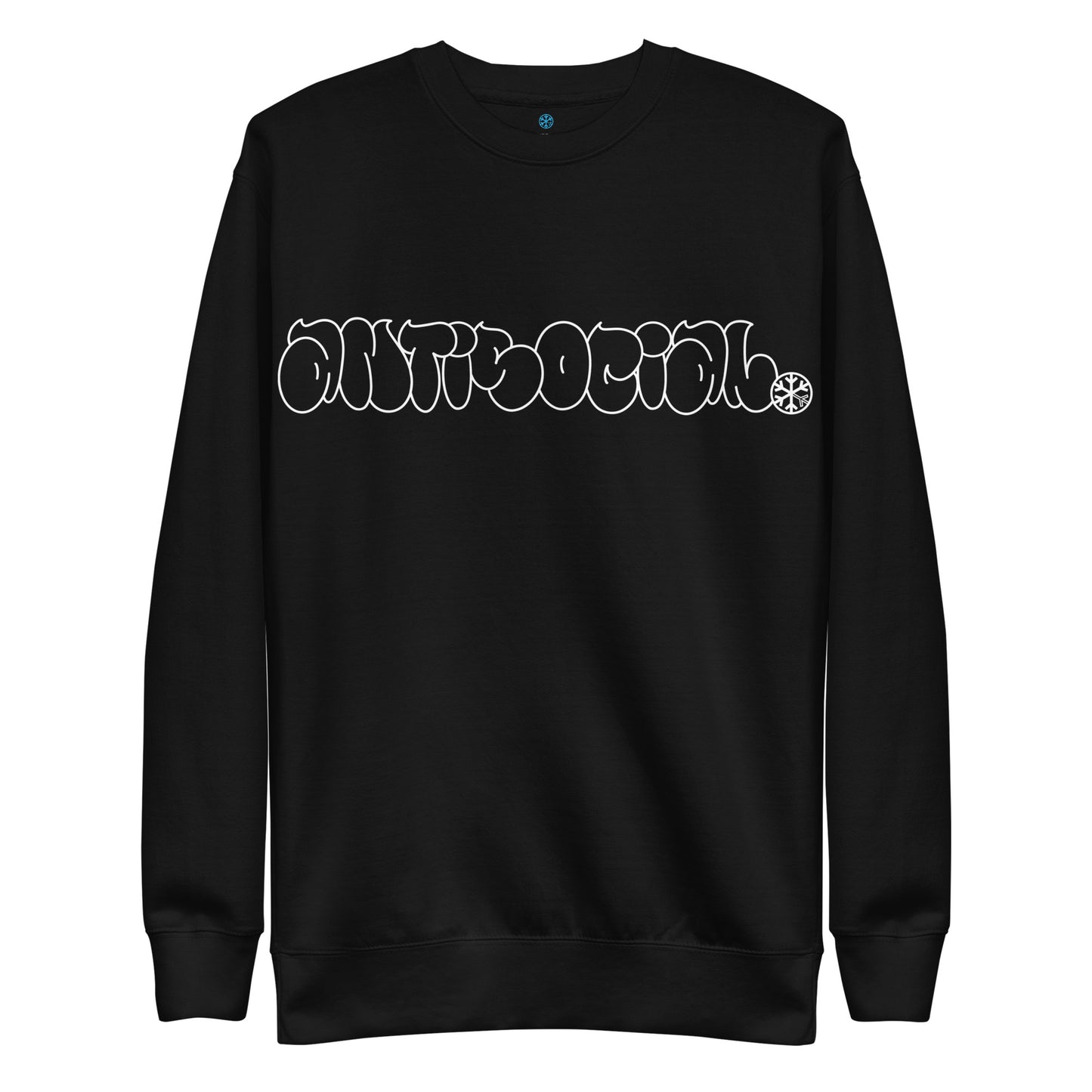 Black-Antisocial Graffiti Hollow Sweatshirt from B.Different Clothing, front view, graffiti-inspired streetwear