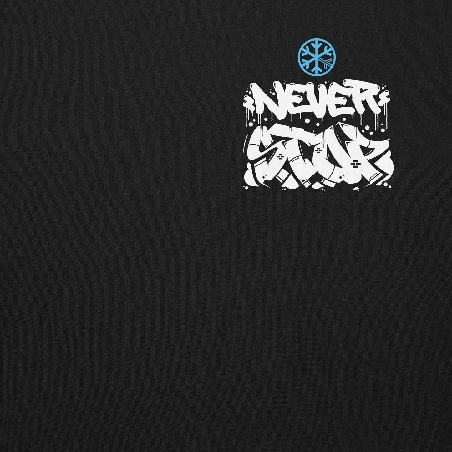 Black-Never Stop Graffiti Character Sweatshirt from B.Different Clothing, front graphic, graffiti-inspired streetwear