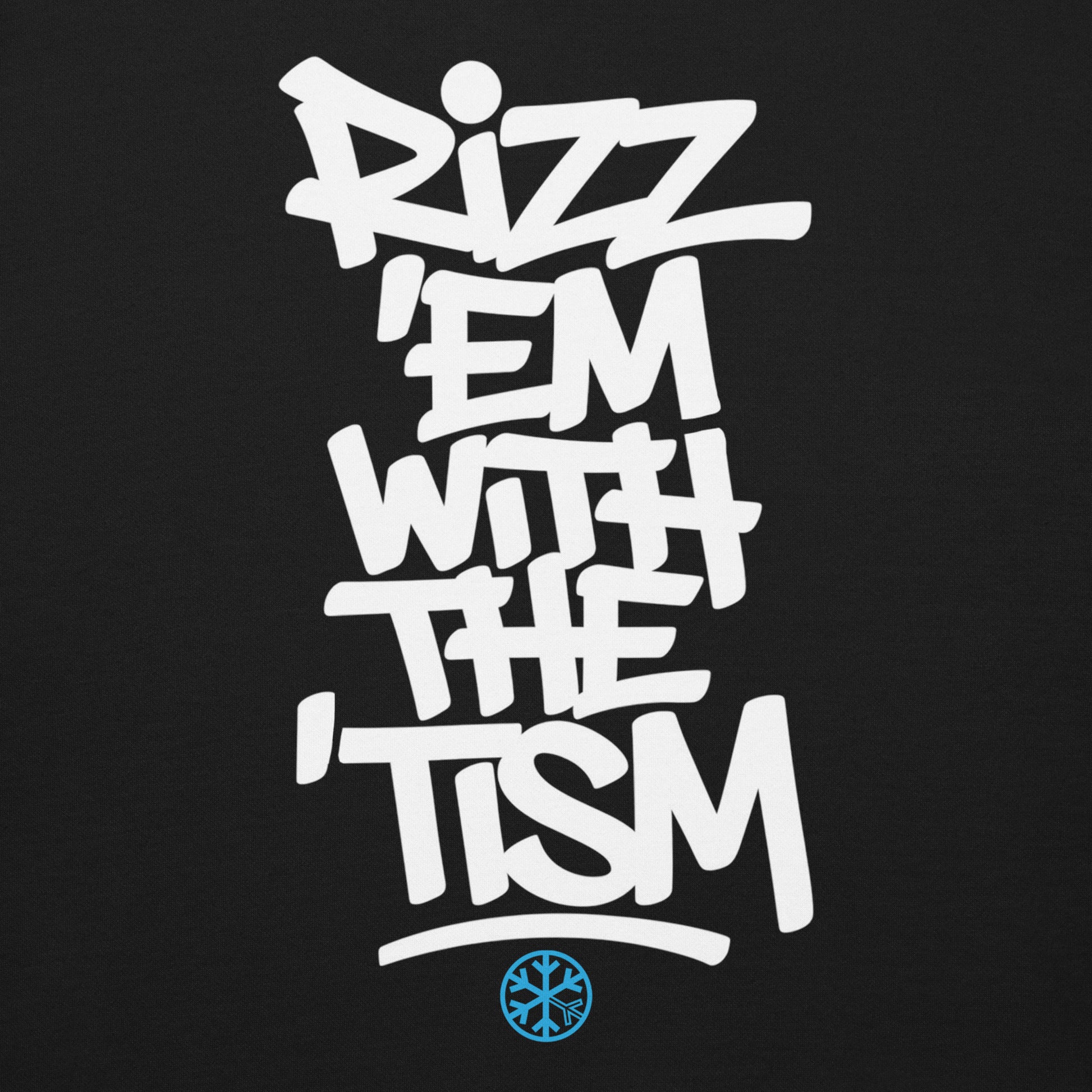 Black-Rizz 'Em With The 'Tism Graffiti Sweatshirt from B.Different Clothing, graphic, graffiti-inspired streetwear