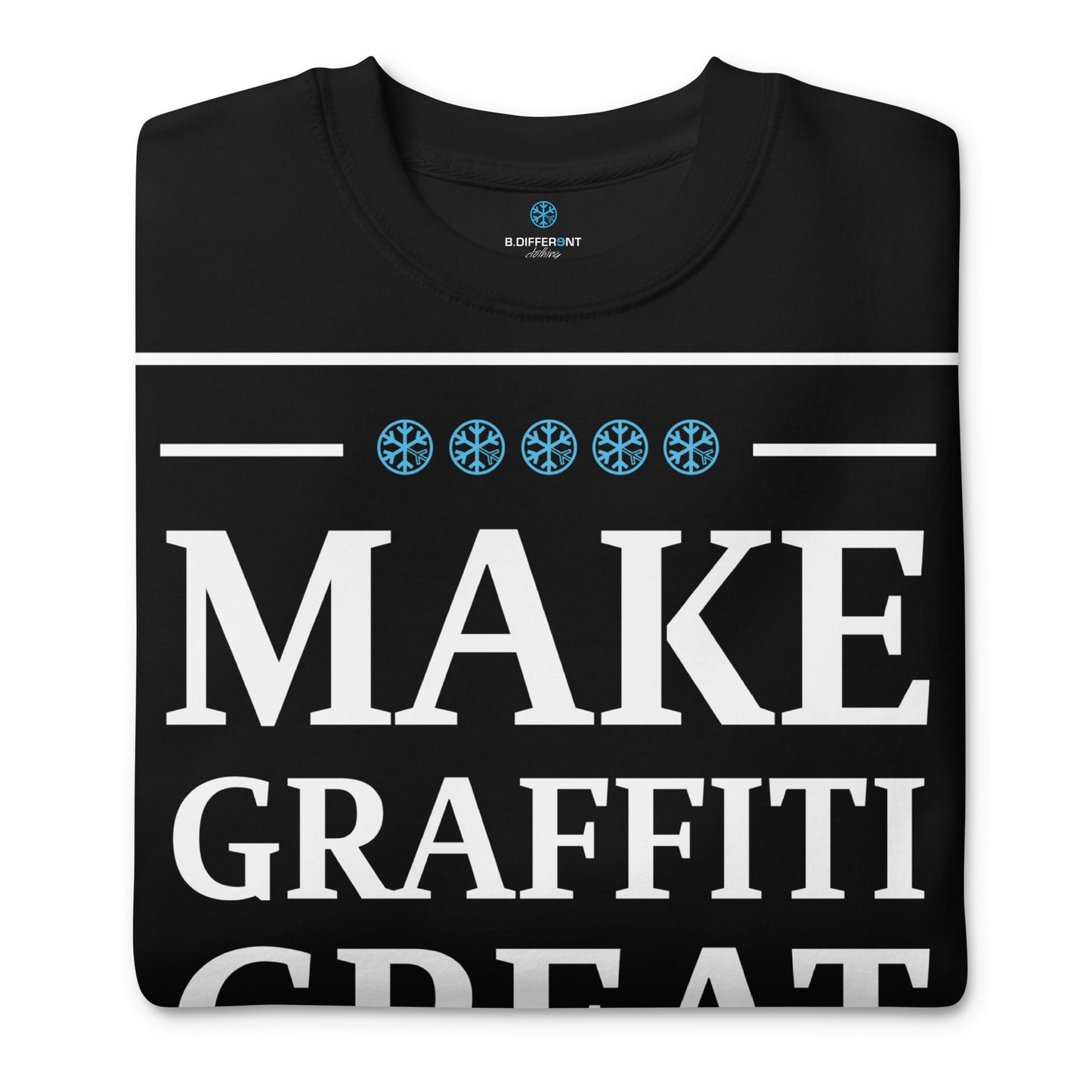 Black-Make Graffiti Great Again Sweatshirt from B.Different Clothing, folded, graffiti-inspired streetwear