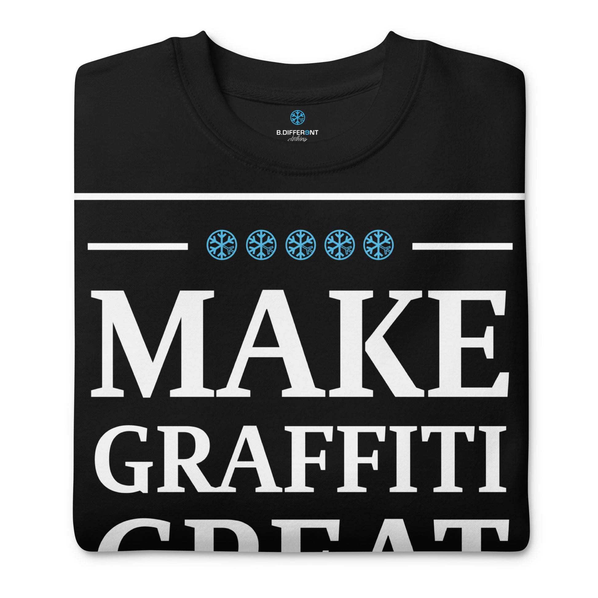 Black-Make Graffiti Great Again Sweatshirt from B.Different Clothing, folded, graffiti-inspired streetwear