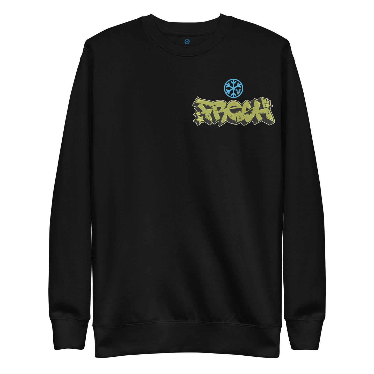 Black-Fresh Graffiti Character Sweatshirt from B.Different Clothing, front view, graffiti-inspired streetwear