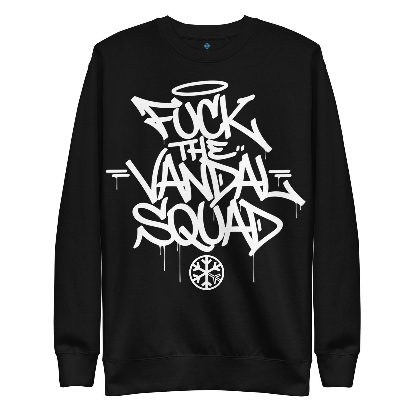 Black-Fuck The Vandal Squad Graffiti Sweatshirt from B.Different Clothing, front view, graffiti-inspired streetwear