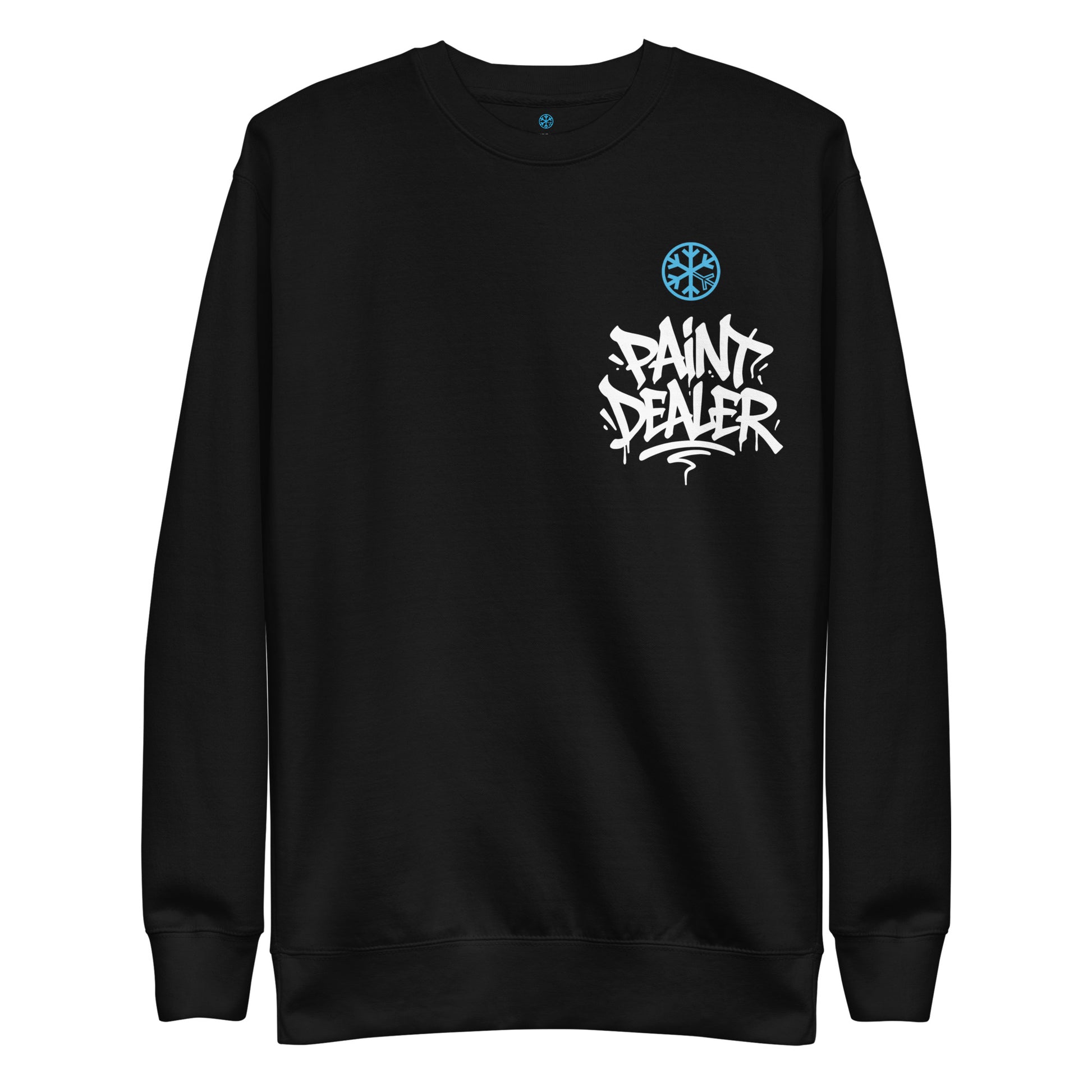 Black-Paint Dealer Graffiti Character Sweatshirt from B.Different Clothing, front view, graffiti-inspired streetwear
