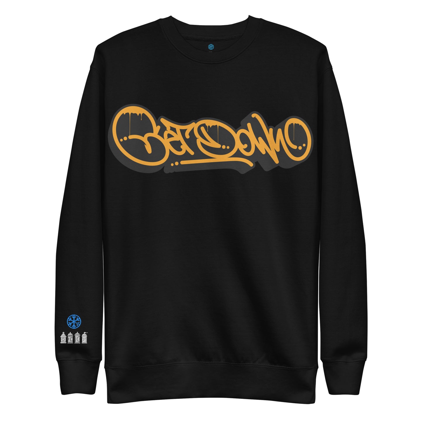 Black-Get Down Graffiti Tag Sweatshirt from B.Different Clothing, front view, graffiti-inspired streetwear