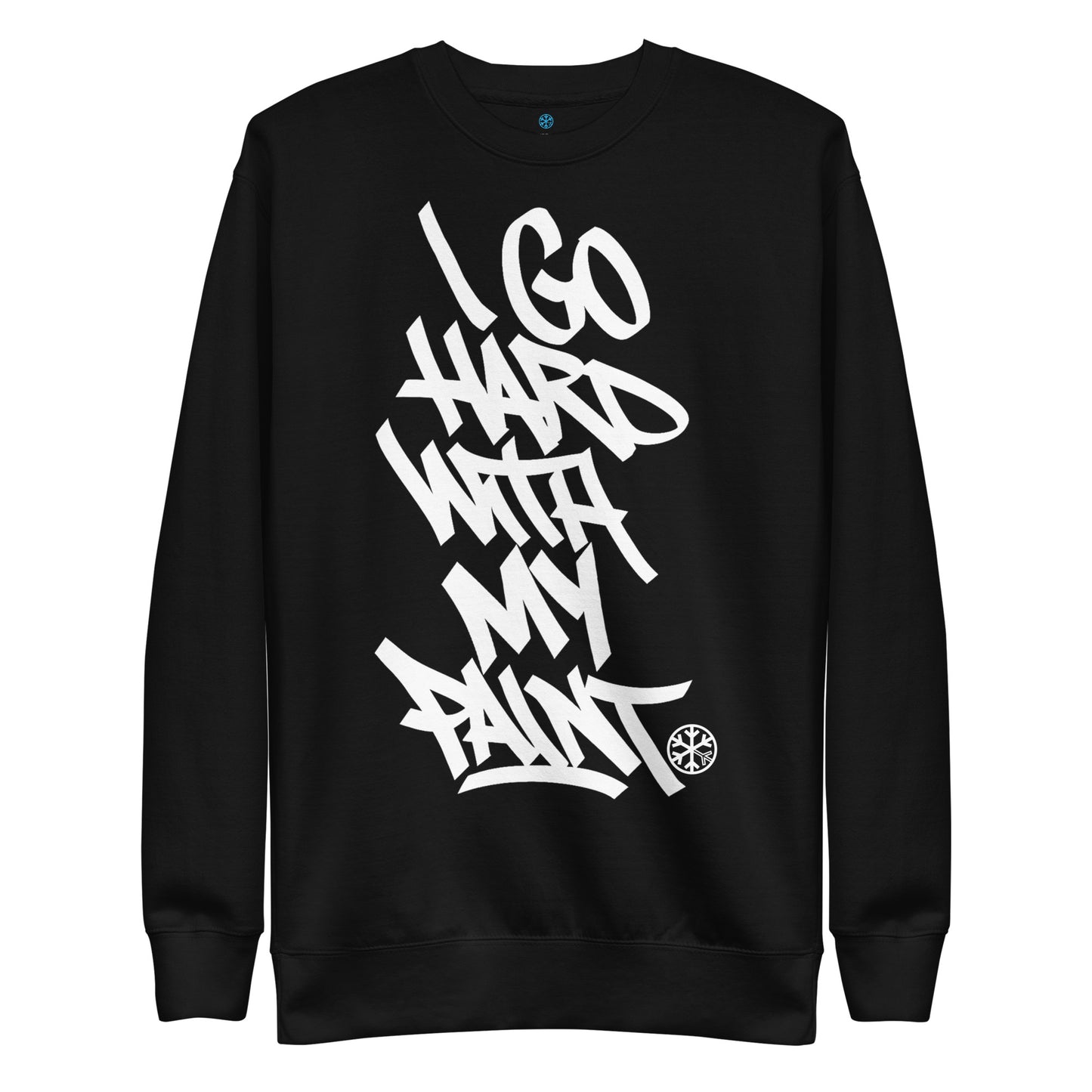 Black-I Go Hard With My Paint Graffiti Sweatshirt from B.Different Clothing, front view, graffiti-inspired streetwear