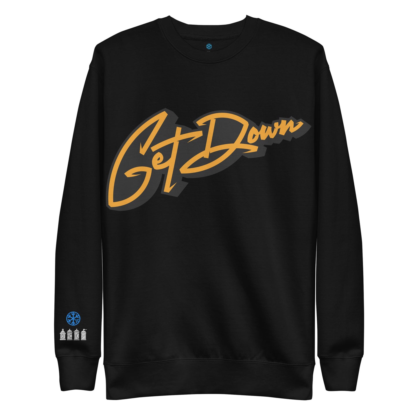 Black-Get Down Graffiti Tag Sweatshirt from B.Different Clothing, front view, graffiti-inspired streetwear