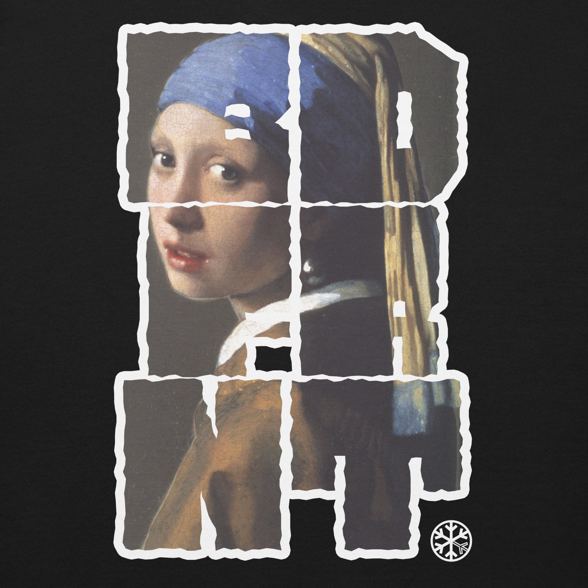 Black-BDFRNT Throwie x Girl With Pearl Earring Graffiti Sweatshirt from B.Different Clothing, graphic, graffiti-inspired streetwear