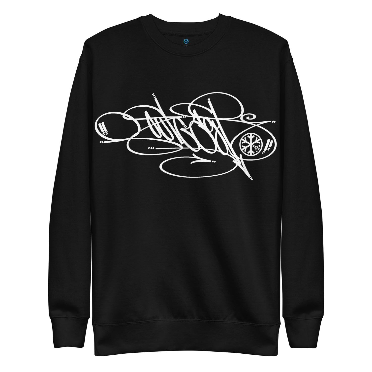 Black-Outcast Tag Sweatshirt by Graffiti Dad from B.Different Clothing, front view, graffiti-inspired streetwear