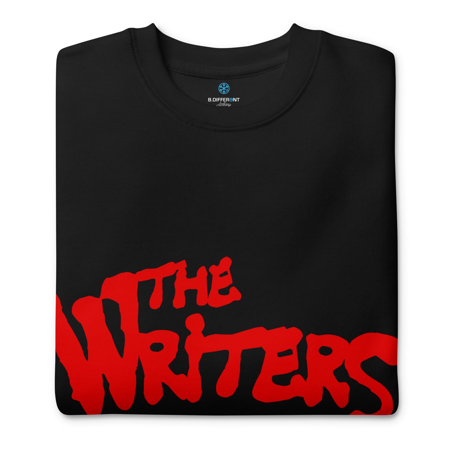 Black-The Writers Graffiti Lettering Sweatshirt from B.Different Clothing, folded, graffiti-inspired streetwear