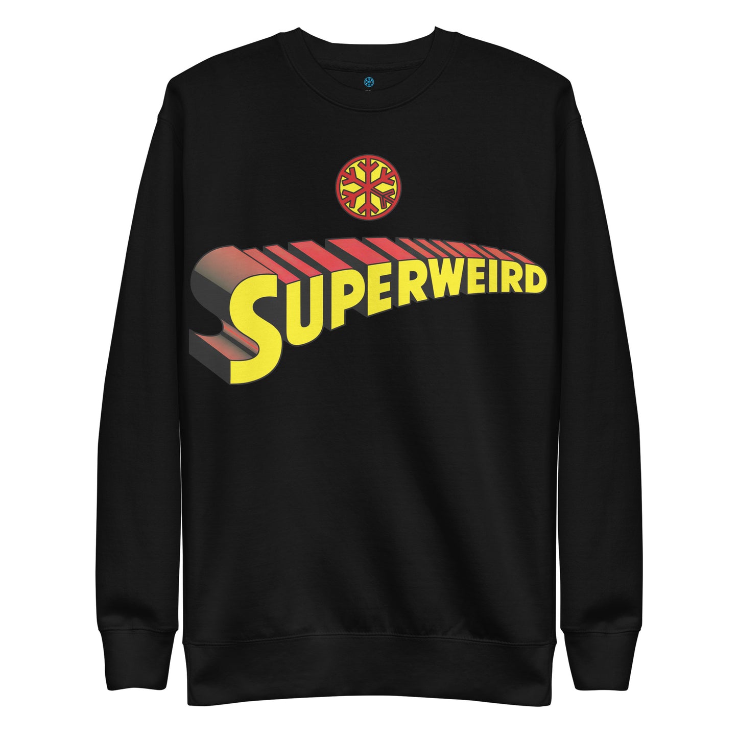 Black-Superweird Sweatshirt from B.Different Clothing, front view, graffiti-inspired streetwear